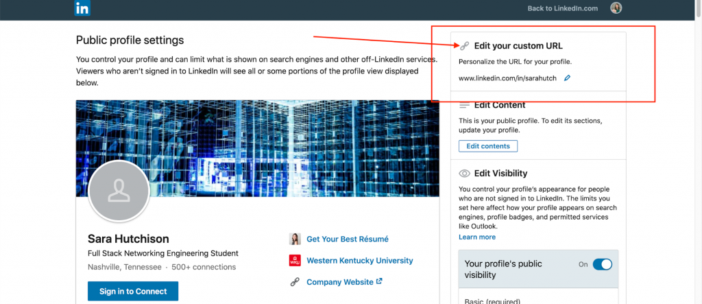 how to edit your linkedin url